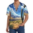 thumbnail image 1 of Balery Western Desert Cactus Camisa Casual de Manga Corta con Botones para Hombre, Texturizada, Estilo Cubano, para Playa, Verano-X-Large, 1 of 5