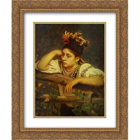Ilya Repin 2x Matted 20x24 Gold Ornate Framed Art Print 'Ukranian Girl'