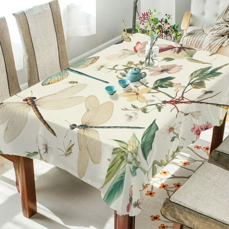 

WOBOGO Dragonfly Print Painting Square Tablecloth 60×60in Polyester Fabric Tablecloth Washable Dust Resistant Wrinkle Resistant