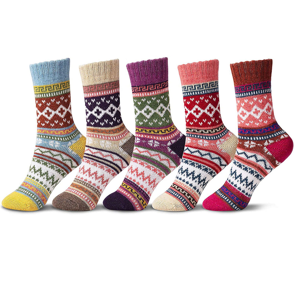 3 Pairs Winter Warm Socks For Women Vintage Cozy Socks For Women Thick Knit Socks Gifts Wool Socks for Women Gifts For Women Wool Socks Fashion Womens Soft Crew Hiking Socks 
