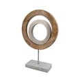 thumbnail image 3 of 18 Inch Accent Decor, Concentric Rings, Brown Mango Wood on a Marble Base- Saltoro Sherpi, 3 of 5