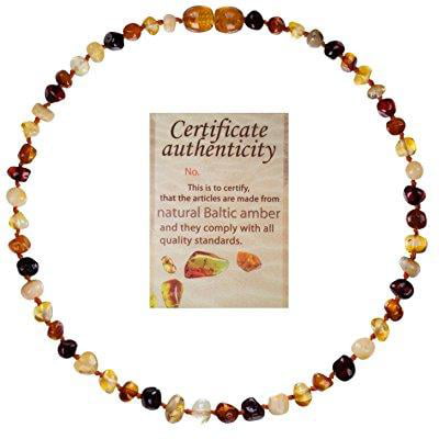 Mommys Touch 100% Natural Amber Teething Necklace (Multi-color) - Anti-inflammatory and Teething Pain Reducing Properties with twist-in screw (Best Baltic Amber Teething Necklace)