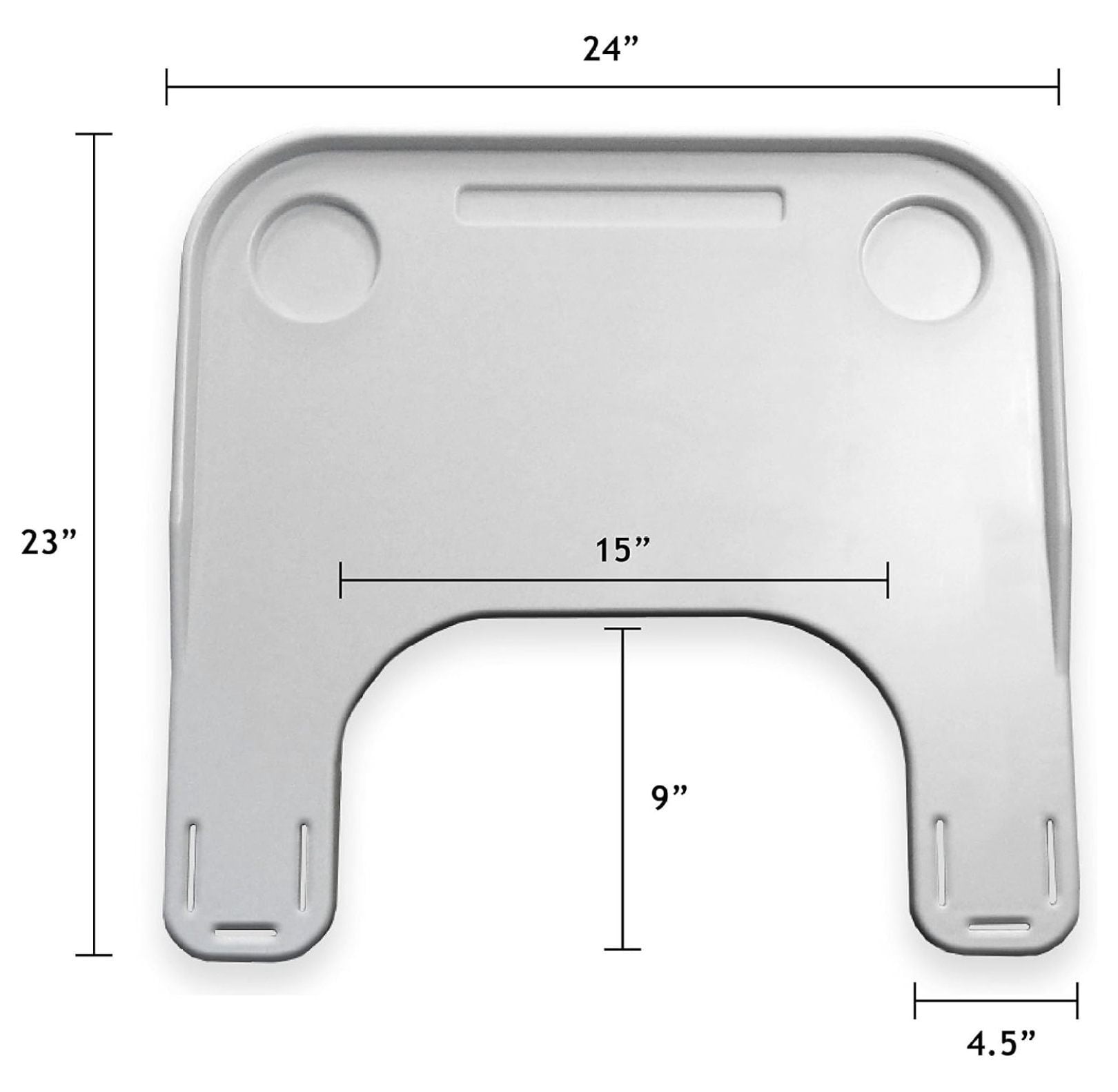 Plastic Molded Wheelchair Lap Tray, White, Speckled Gray