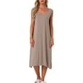 thumbnail image 2 of Womens 2-Pack Cotton Soft Long Nightgown Sleeveless Sleepwear Nightshirt Sleep Dress Chemise Full Slip Lounge Dress Small 2 Pack Beige, 2 of 6