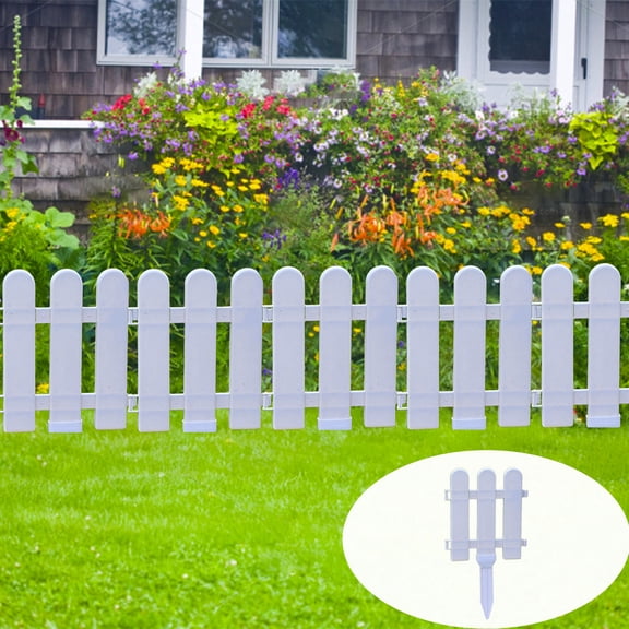 Mini Plastic Garden Fence with Ground Stakes, Interlocking Yard Border Edging – Expandable Flower Bed Fence for Lawn Path Patio DIY Outdoor Landscaping