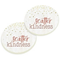Scatter Kindness Gold Tone Dot 2.75 x 2.75 Absorbent Ceramic Car Coasters Pack of 2