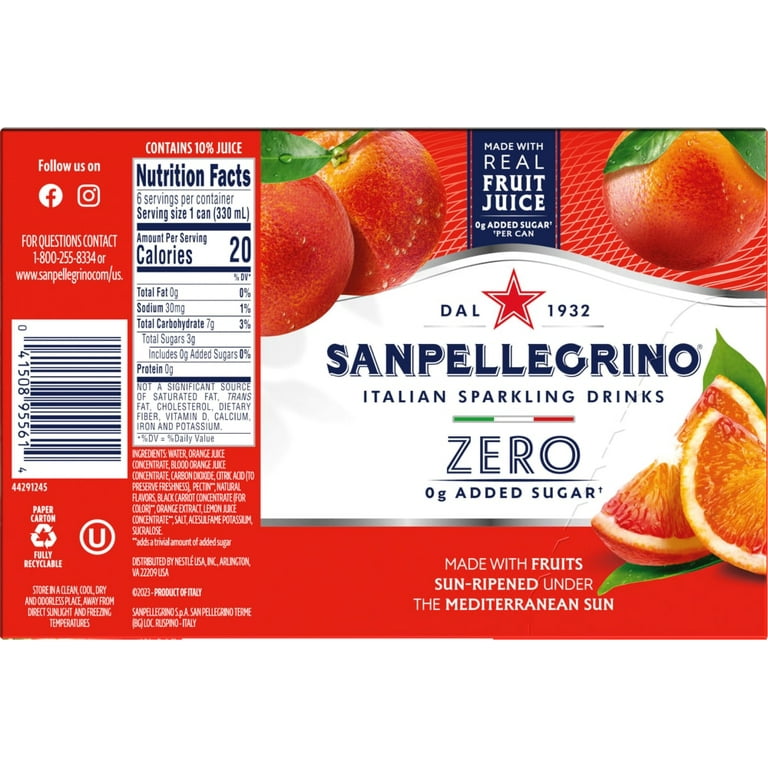 Pellegrino Blood Orange Sparkling Drinks, Zero Added Sugar,