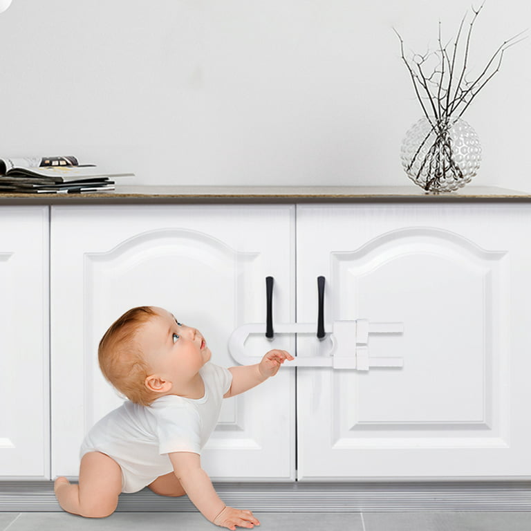 Sliding Cabinet Locks, U Shaped Baby Safety Locks, Childproof Cabinet Latch  for Kitchen Storage Door Fridge Drawers Oven Kid Proofing Cabinet Lock 