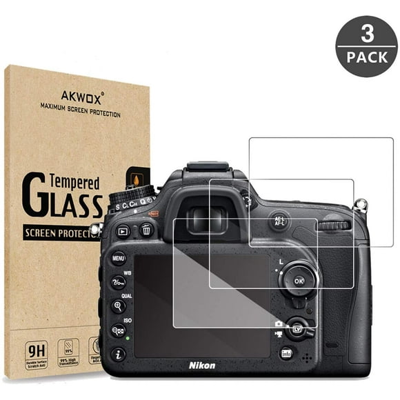 (Pack of 3) Nikon D5600 D5500 D5300 Tempered Glass Screen Protector, AKWOX [0.3mm 2.5D High Definition 9H] Optical LCD
