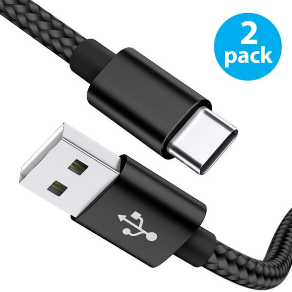 [2 Pack] USB C Cable 3A Fast Charger 6FT, Borz USB A to Type C Charging Cord Compatible with Samsung Galaxy A10e A20 A50 A51 A71, S20 S10 S9 S8 Plus S10E, Note 20 10 9 8, LG, Moto and More, Black