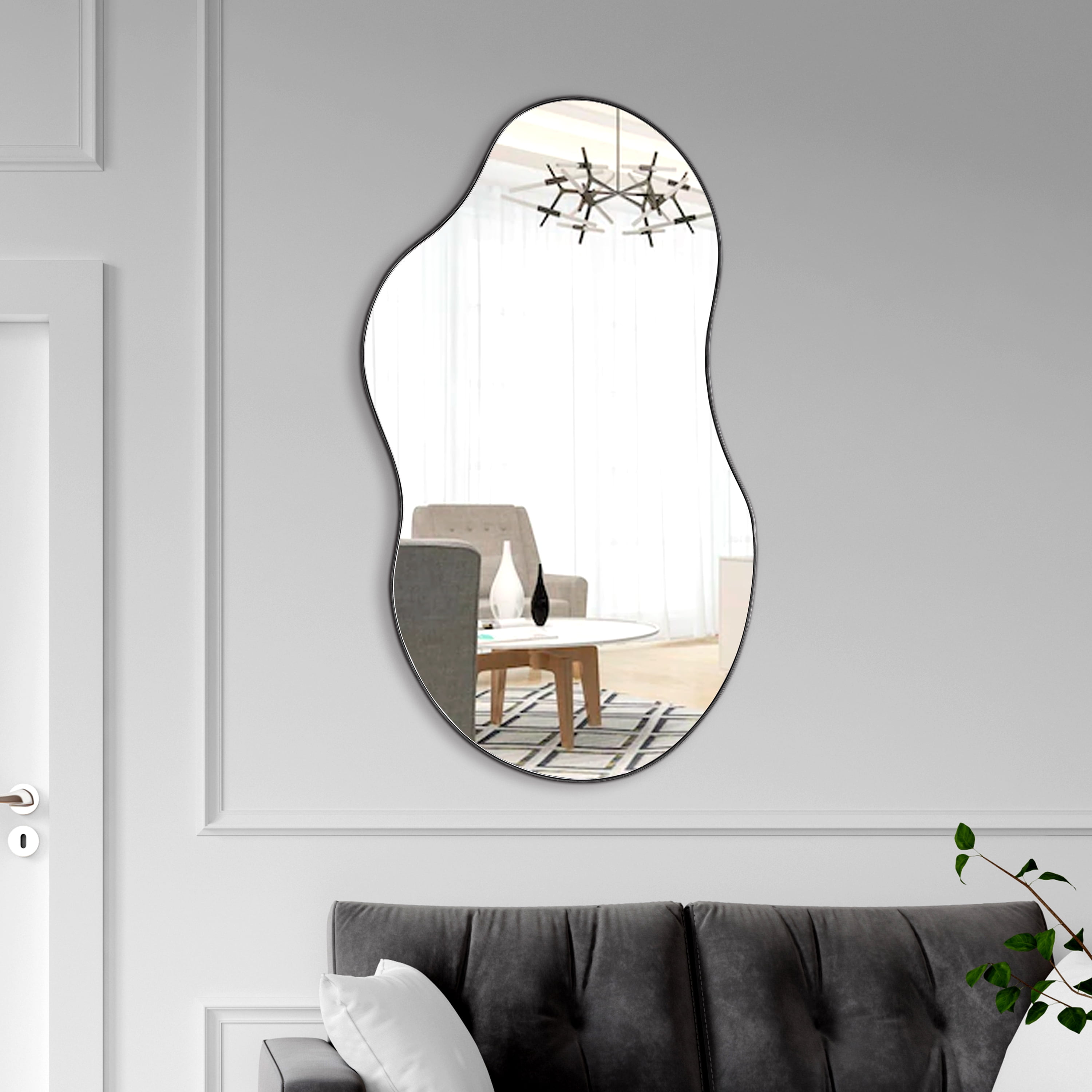 Irregular Gold-Frame Wall Mirror, Cloud Shaped Asymmetrical Mirror
