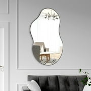 SHYFOY Irregular Mirror for Wall Cloud Shaped Mirror Black Asymmetrical Wall Mirror for Home Decor 22x36