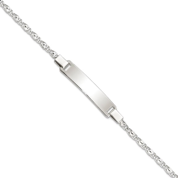 Sterling Silver Polished Engraveable ID Bracelet