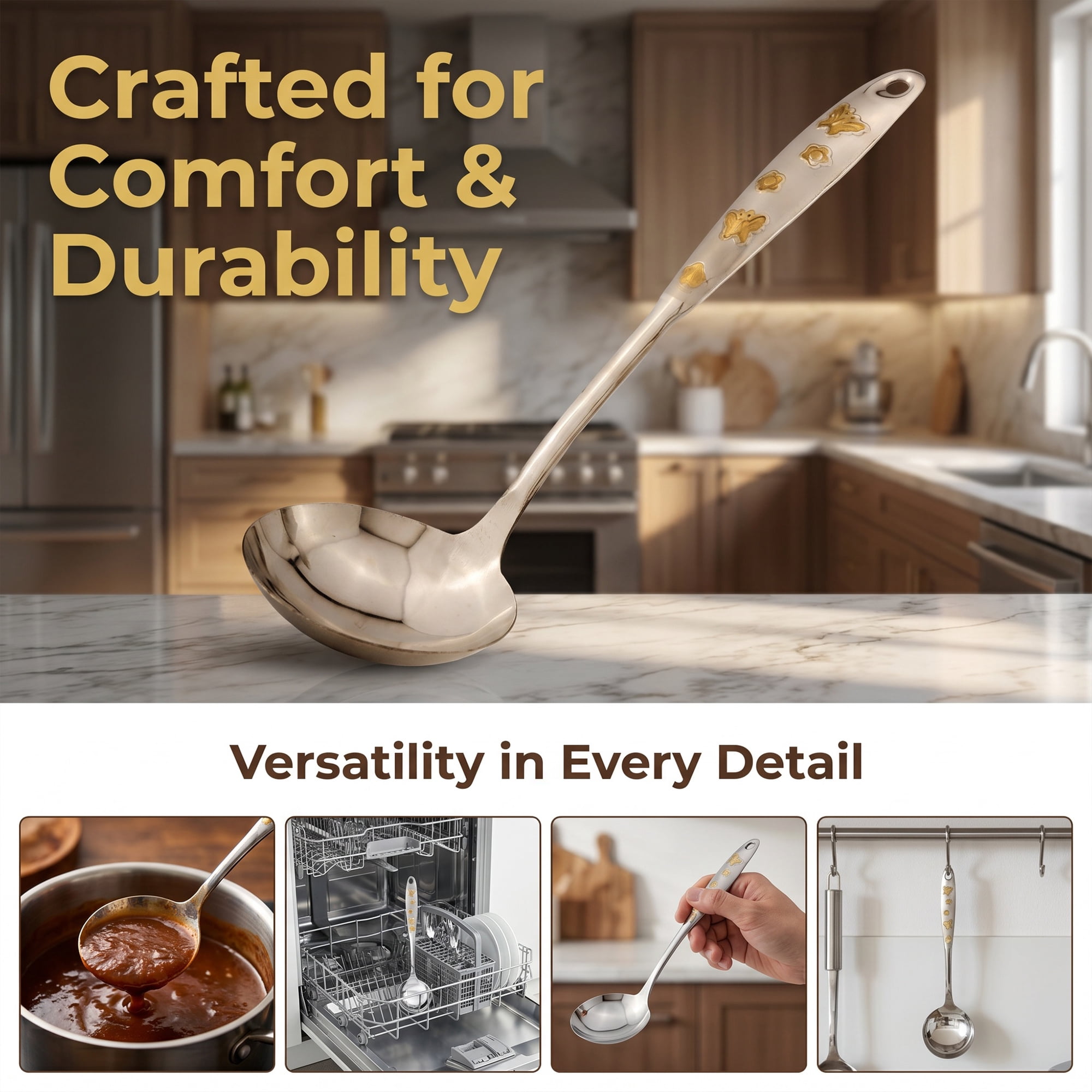 Unique Bargains Stainless Steel Non Stick Heat Resistant Spoon Soup A 13.7" x 3.7"
