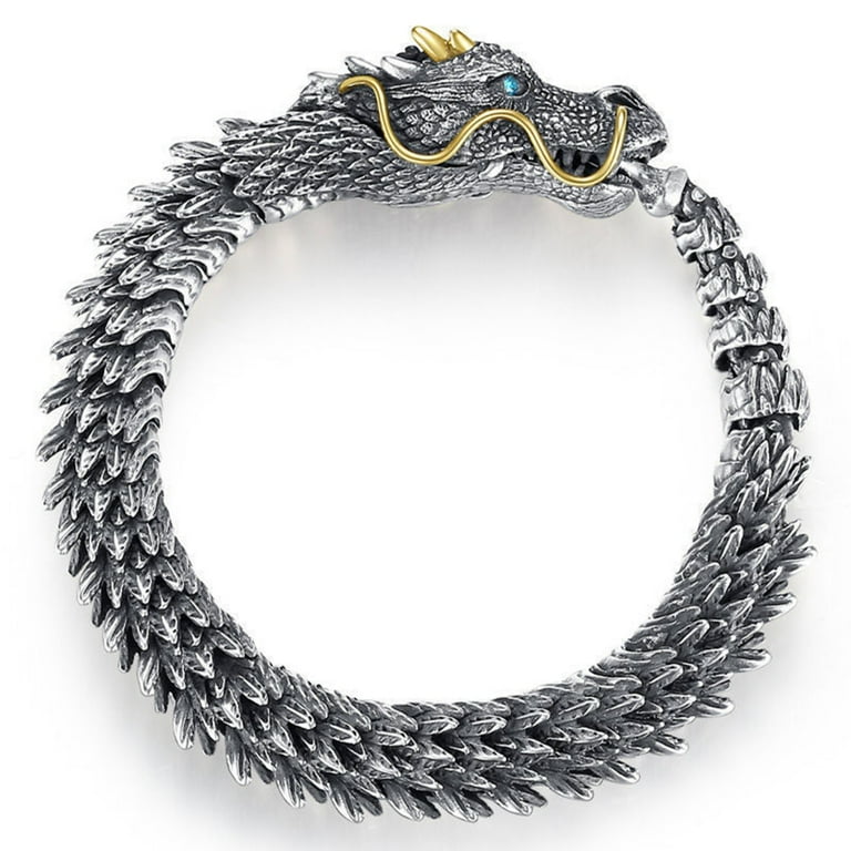 SIEYIO Retro Head Dragon Link Chain Bracelet Spring Hook Clasp
