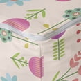 thumbnail image 4 of Floral Rectangle Pouf, Abstract Illustration of Flat Design Colorful Flowers with Leaves, Under Desk Foot Stool for Living Room Office Ottoman with Cover, 25", Pale Peach and Multicolor, by Ambesonne, 4 of 4