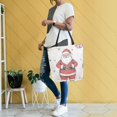 thumbnail image 4 of FORMRS Womens Canvas Tote Bag with Zipper Inner Pocket Shoulder Handbag, Beige Christmas Santa, 4 of 7