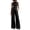 Black, variant on CIENVNSTG Workout Sets For Women Sleeveless Crop Top Wide Leg Pants 2 Piece Outfit Cruise Travel Beach Vacation Clothes With Pocket L