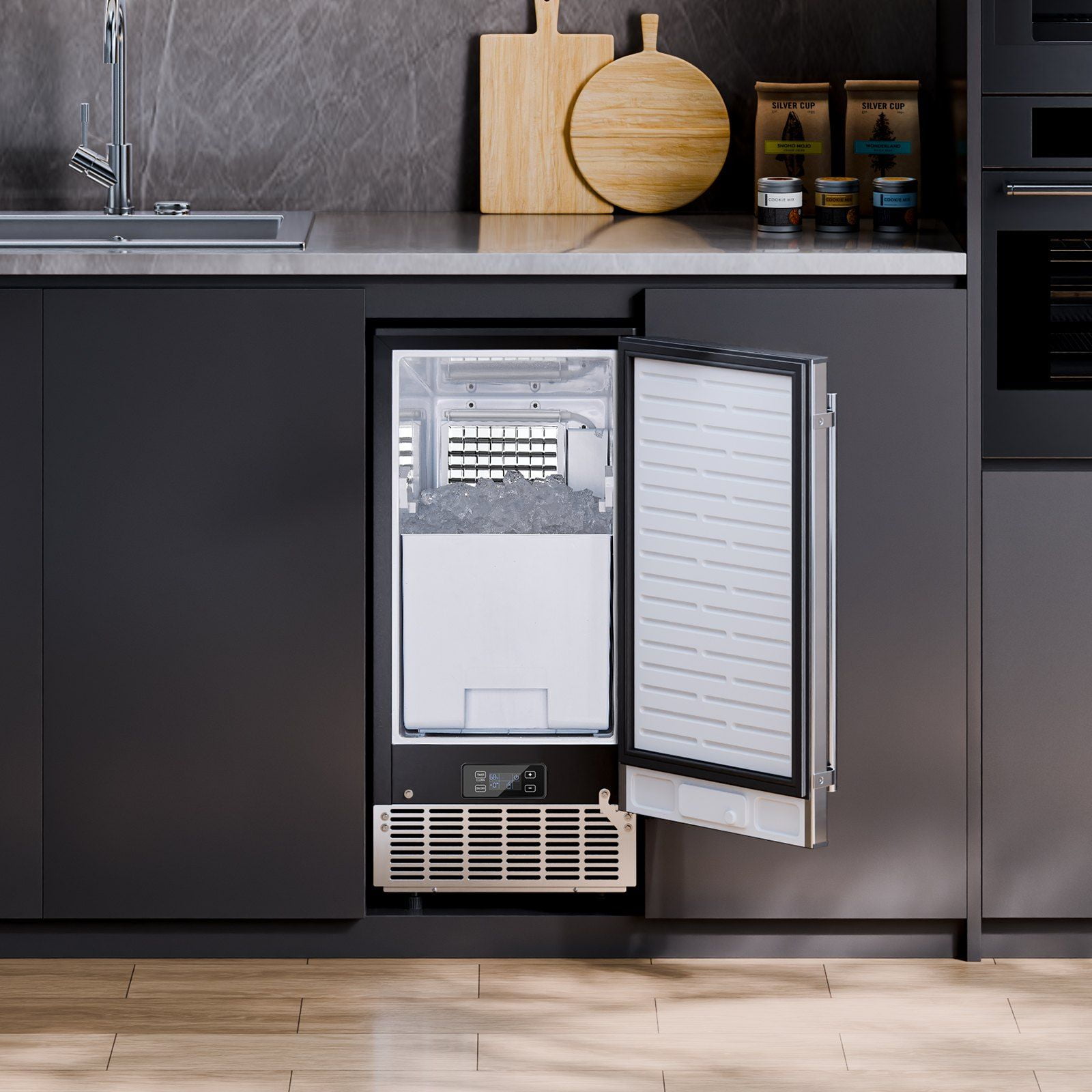 80 Lbs/Day Undercounter Ice Maker with Reversible Door, Built-in Under Counter Ice Machine, Home & Commercial Use