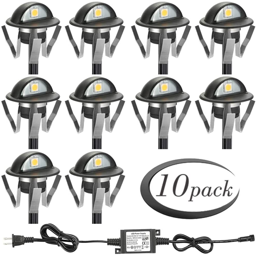 10-Pack Warm White Low Voltage LED Deck Lights – Outdoor Garden Step Lighting Kit
