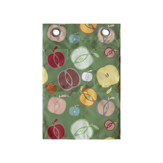 Autumn Hanging Pocket Organizer, Apple Lover Seasonal Fruits Colorful Doodle Art Print Illustration, Printed Polyester Storage Bag with Pockets, 14" x 20", Reseda Green Multicolor