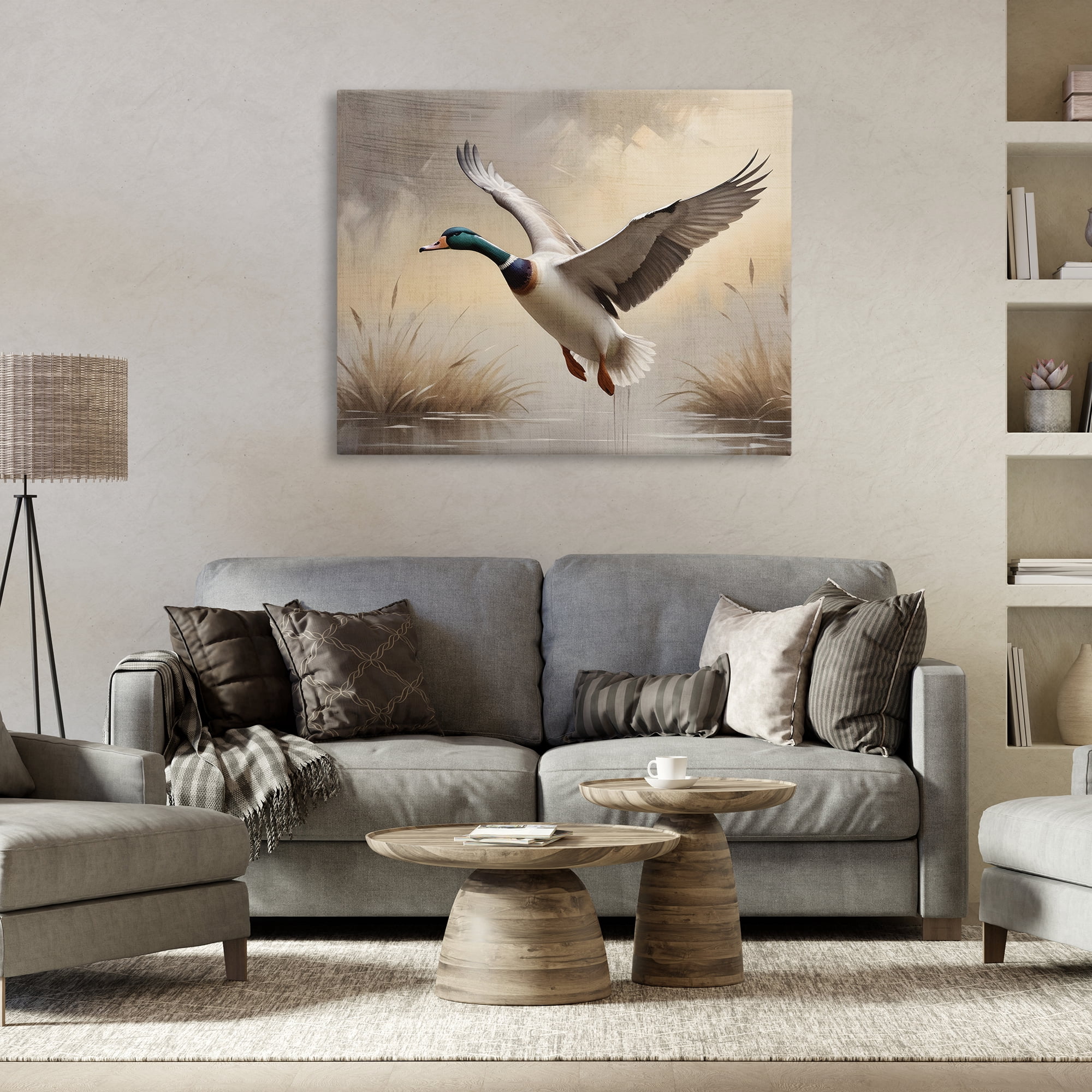Stupell Industries Gliding Mallard over Wetlands Canvas Wall Art, design by Susan Arnot