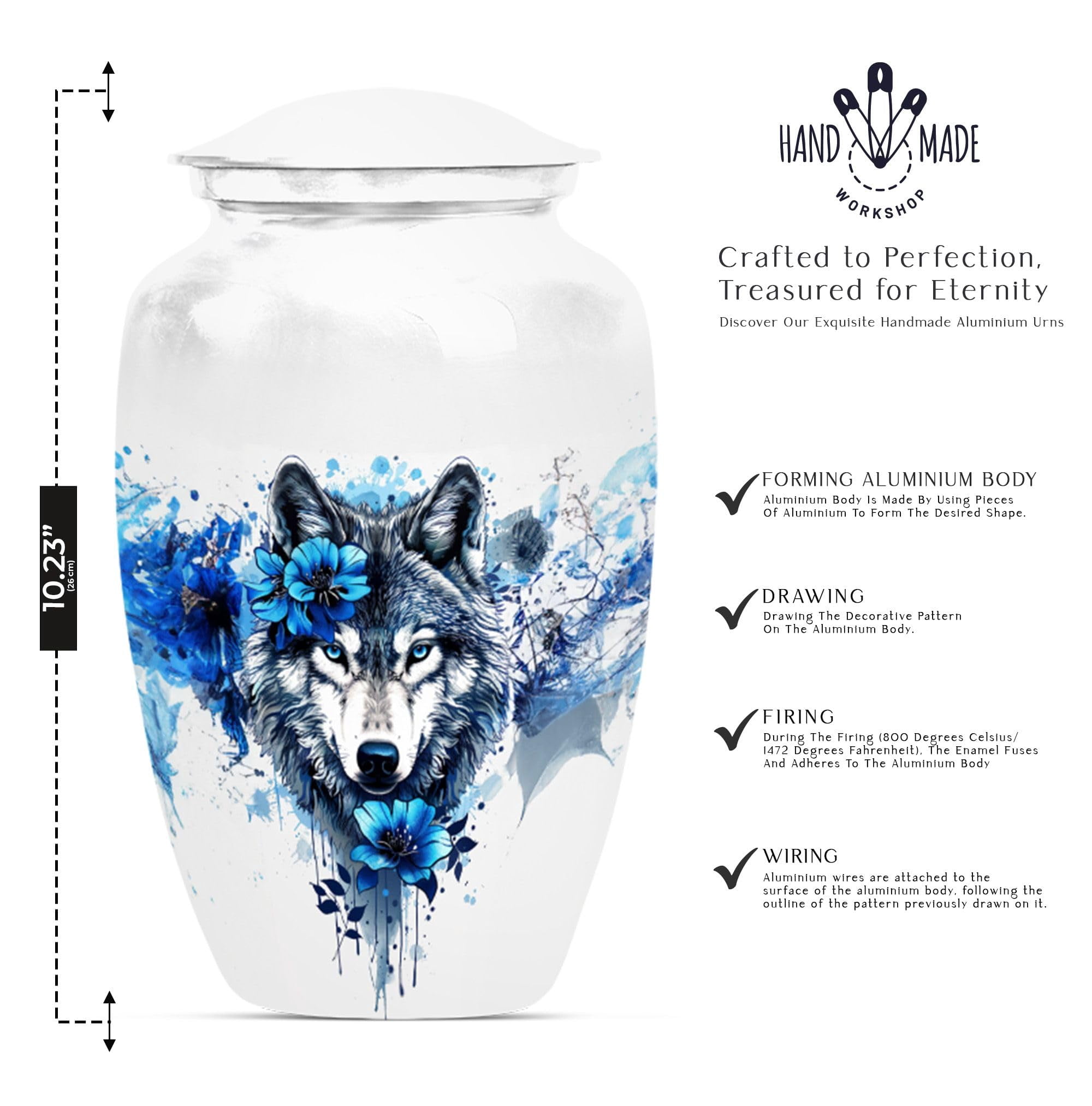 SUBSH Wolf Urn - Cremation Urns - Adult Urns for Human Ashes Men - Urn for Ashes Adult Male - Cremation Urn for Ashes - Cremation Urn for Adults (10 inch Pack of 1)