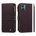thumbnail image 2 of PU Leather Wallet Case for Motorola Moto G Play 2025 6.8",9-Card Holder, Zipper Bills Slot, Magnetic Shoulder Strap & Wristlet Cover,Dark Purple,For Moto G Play 2025, 2 of 9