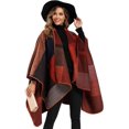thumbnail image 4 of Zhengup Women's Color Block Shawl Wrap Plus Size Cardigan Poncho Cape Open Front Long Winter Sweater Coat, 4 of 6