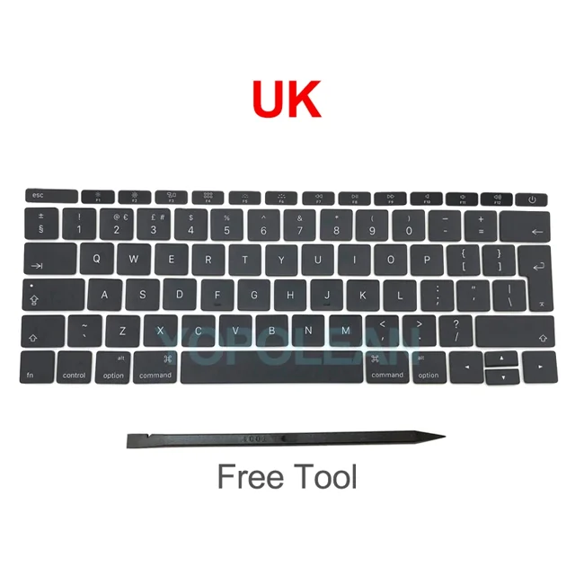 New Keycaps US UK Spain French Russian For Macbook Pro Retina 13" A1708 Keyboard Keys Replacement key cap 2016 2017 UK