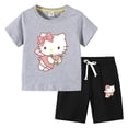 thumbnail image 2 of Conjunto de camiseta de manga corta para niños de Hello Kitty, ropa de algodón para bebés, pantalones cortos de media manga para niños y niñas, traje de dos piezas, 2 of 5