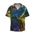 thumbnail image 2 of Lsque Cute Blue Frog print Men's Cuban Collar Short Sleeve Shirt Summer Beachwear Casual Button Down Fashionable Vacation Leisure Shirt-XX-Large, 2 of 7