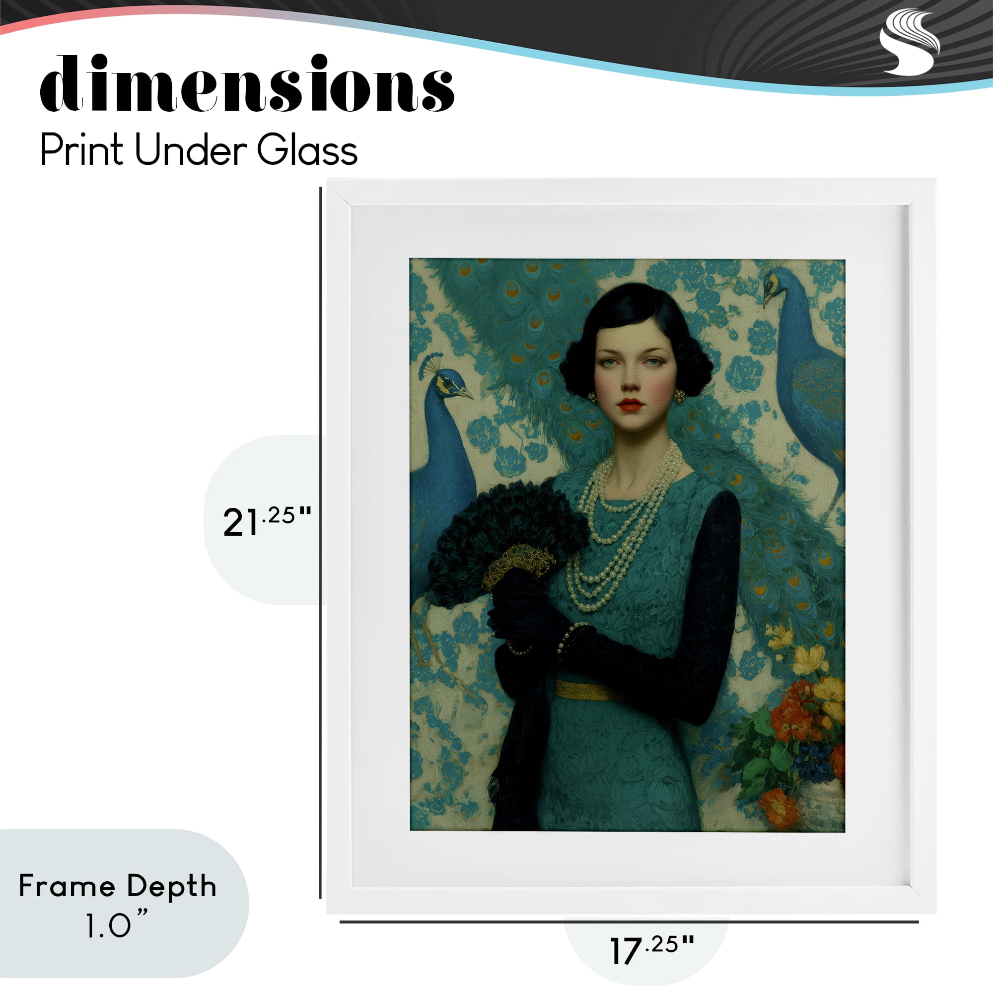 Stupell Industries Vintage Peacock Poise White Framed Print Under Glass, design by A Barefoot Stylist