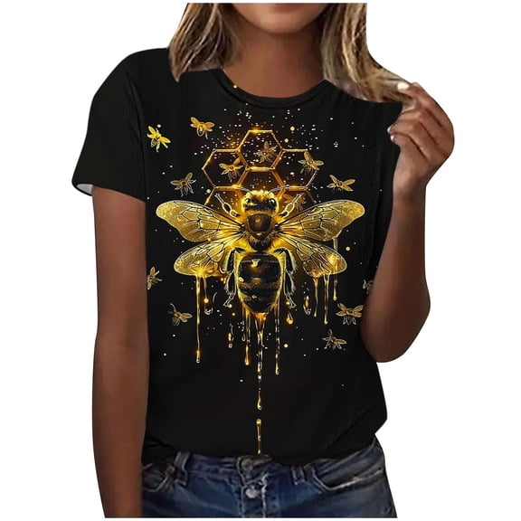 Honeybee Kind Short Sleeve T-Shirts Womens Cute Beekeeper Graphic Tees Summer Casual Shirts Funny Teacher Tops Multicolor, XXXL