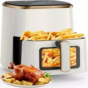 Air Fryer, 5.3Qt Airfyer with Viewing Window, 7 Custom Presets Large Air Fryer Oven with Smart Digital Touchscreen,Non-stick and Dishwasher-Safe Basket, Kitchen Tongs, Rack with Skewers