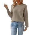 thumbnail image 5 of Comdrip Knit Sweater, Women's Wool Blend Casual Sweaters Crewneck Long Sleeve Knit Pullover Sweater Fall Tops for Women 2025 Pullover Sweaters for Women Khaki XL, 5 of 9
