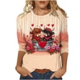 thumbnail image 2 of Xuyuer Valentine T Shirts Love Heart Printed Graphic Tee Tops Women's Casual 3/4 Sleeve T-Shirts Round Neck Cute Tunic Tops Basic Tees Blouses Business Work Tee Top Spring Shirts, 2 of 6