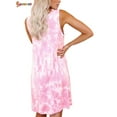 thumbnail image 3 of Spencer Women's Sleeveless Tie Dye Sundress Crew Neck Summer Casual T-Shirt Dresses, 3 of 7