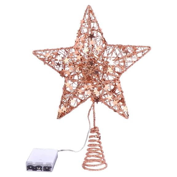 WHAMVOX Golden Fivepointed Star Christmas Tree Topper Hollow Iron Decor for Festive Party Atmosphere 1Pc
