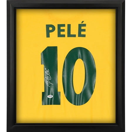 Pele Brazil National Team Framed Autographed Yellow Jersey Shadowbox - Fanatics Authentic Certified