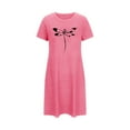 thumbnail image 5 of Mrat Silk Pajamas for Women Women's Nightgown Sleepwear Short Sleeves Nightshirt Casual Print Sleepdress Loose Comfy Pajama S-80 Hot-Pink m, 5 of 7