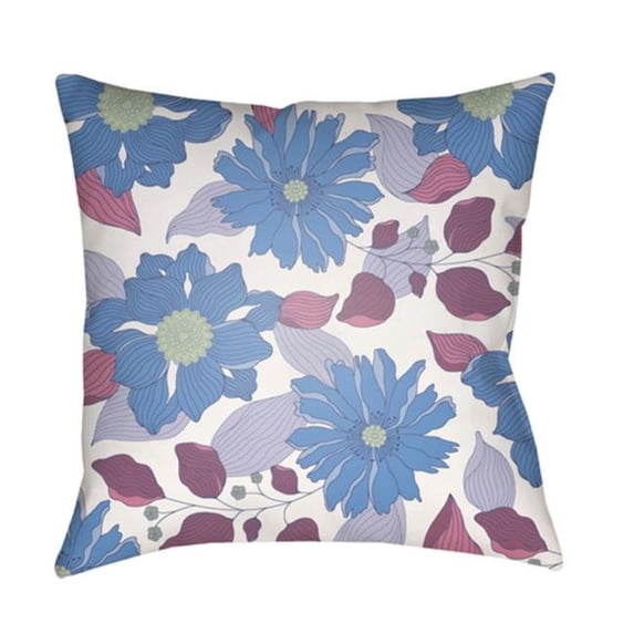 Surya MF033-2020 Moody Floral 20 x 20 x 4 in. Throw Pillow, Blue - Medium