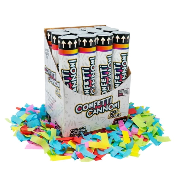 TNT Fireworks. Confetti Cannon Celebrate, 12 Pack, Multicolor, Party Favors Decorative Box