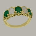 thumbnail image 3 of LBG British Made 18k Yellow Gold Natural Emerald & Opal Womens Eternity Ring - 33 size options - Size 5, 3 of 8