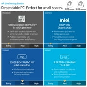 HP S01-pF2003wb Slim Desktop Computers, Intel Core i3-10105, 8GB Ram, 256GB Ssd, Black 27 in Desktop Bundle, Dark Black, Windows 11