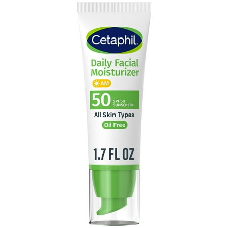 CETAPHIL Daily Facial Moisturizer SPF 50, 1.7 Fl Oz (Pack of 2), Gentle Facial Moisturizer For Dry to Normal Skin Types, No Added Fragrance, Dermatologist Recommended (Packaging May Vary)