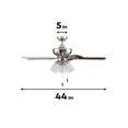 thumbnail image 2 of Prominence Home Miller Park 44" Brushed Nickel Ceiling Fan with 5 Blades, 3 Arm Frosted Glass Light Kit, Pull Chains & Reverse Airflow, 2 of 8