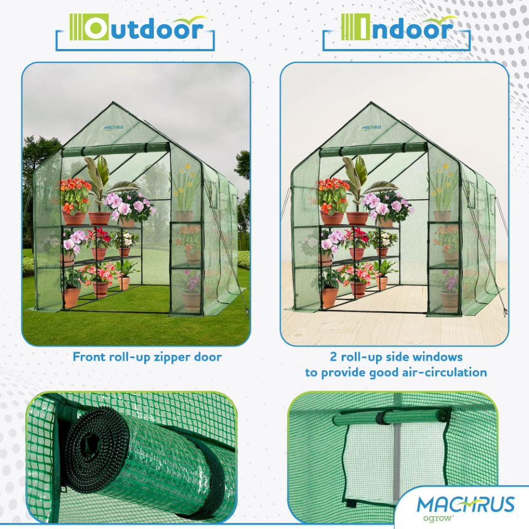 Ogrow Deluxe Walk-In Greenhouse with Cover - 2-Tier 8-Shelf