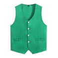 thumbnail image 4 of Xnihocha Kids Volunteer Activities Vest Solid Color Button Down Waistcoat Boys Girls Waiter Bartender Green L, 4 of 5