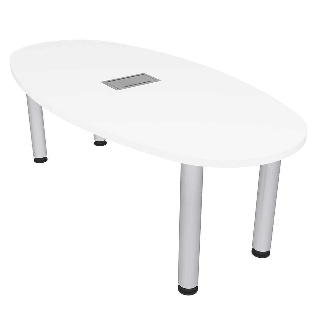 Small 5 Ft Oval Boat Shaped Conference Table Post Legs Power And Data